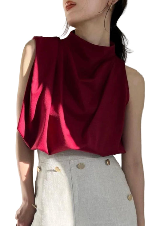 Glam Burgundy Sleeveless Blouse