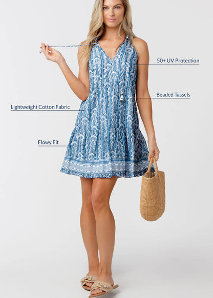 Blue Cotton Harbor Sleeveless Dress - 606River