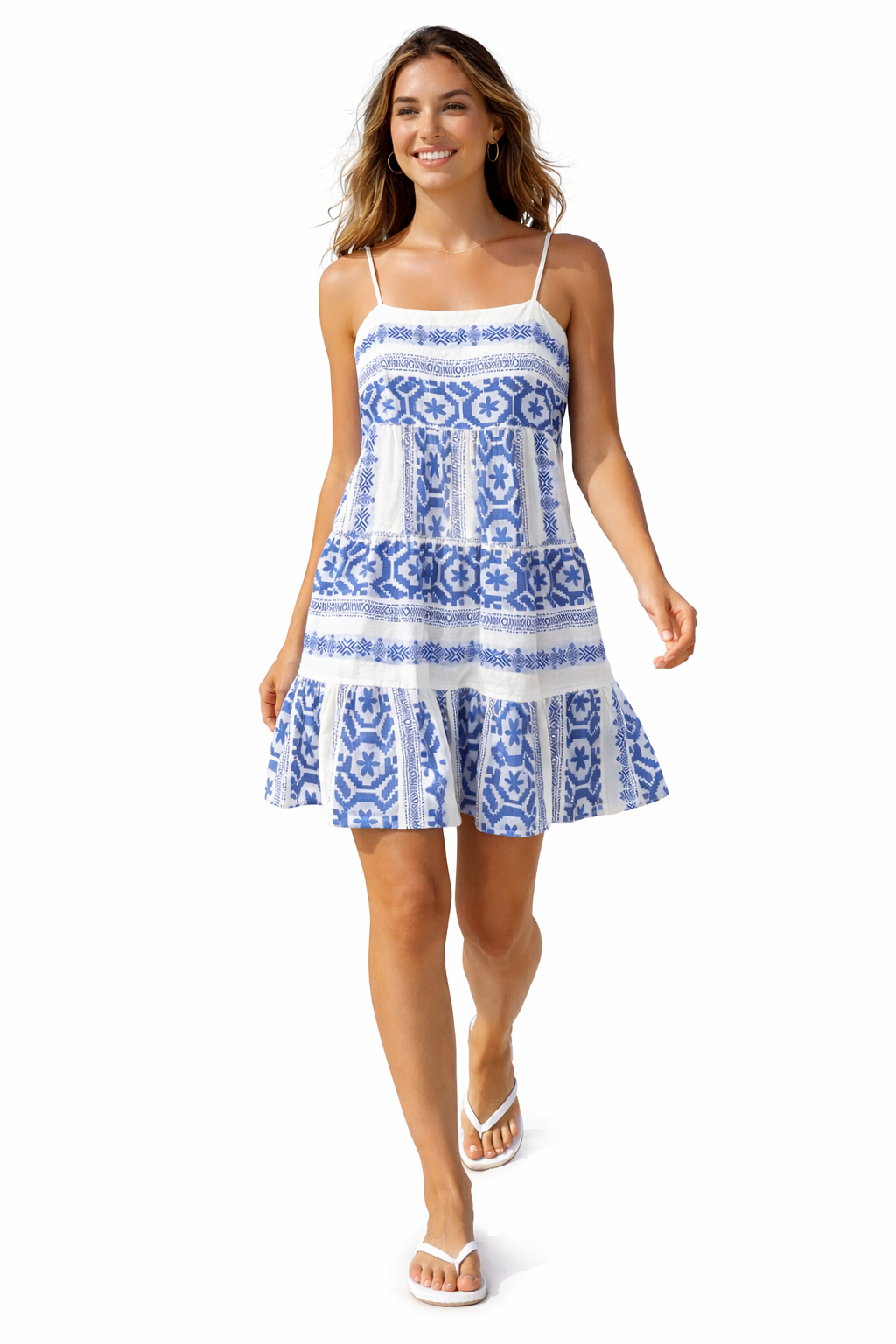 Blue White Boho Dress - 606River