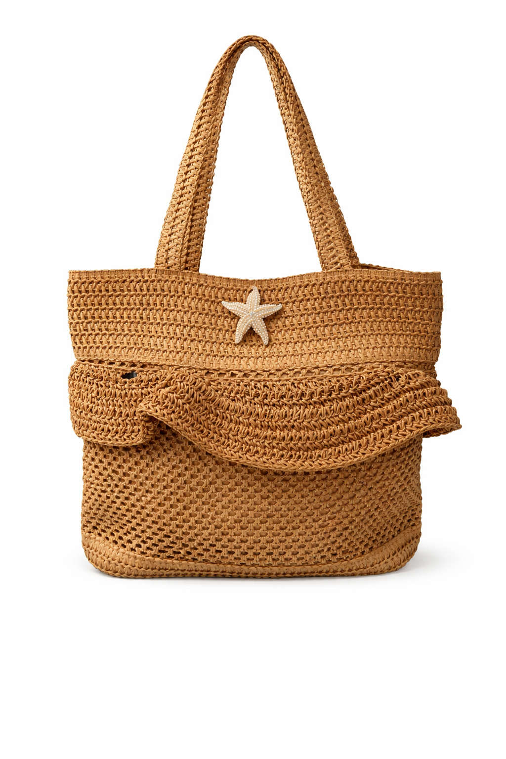 Straw Bag Accented With Starfish Pin - 606River