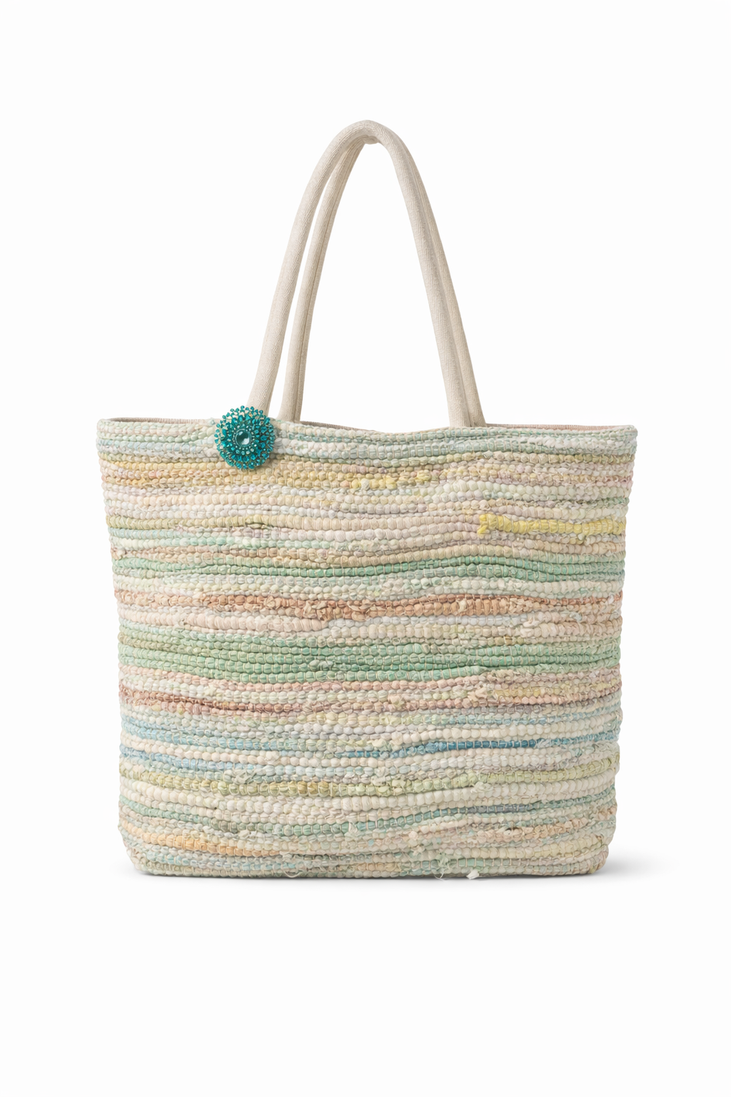Multi Mint Fabric Reycle Tote Bag Turqoise Pin - 606River