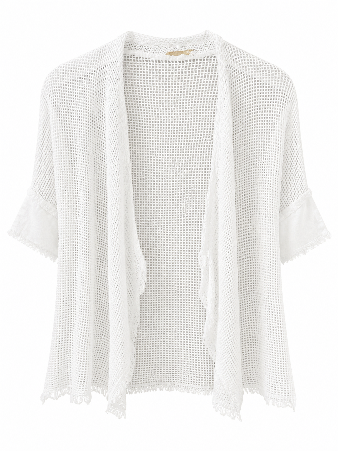 MILIO FISHNET KNIT OPEN FRONT CARDIGAN