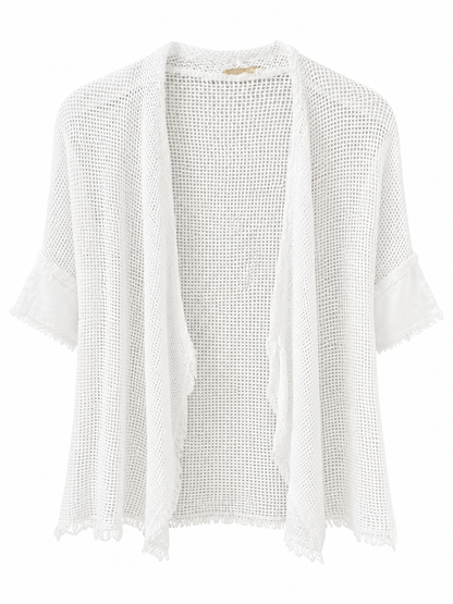 MILIO FISHNET KNIT OPEN FRONT CARDIGAN