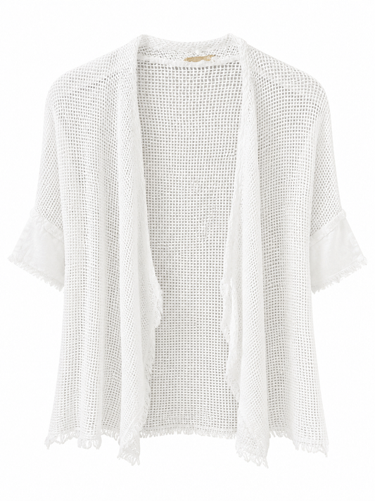MILIO FISHNET KNIT OPEN FRONT CARDIGAN
