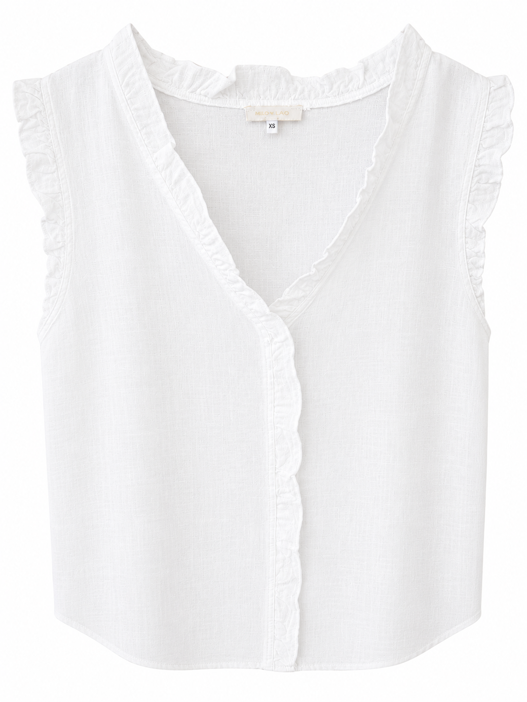 Milio Linen Ruffle Edge Top