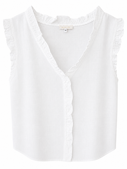 Milio Linen Ruffle Edge Top