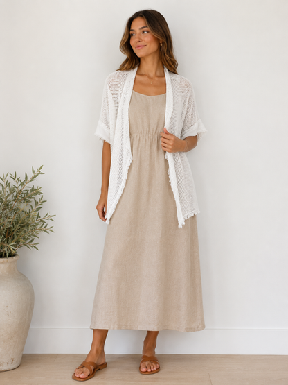 MILIO FISHNET KNIT OPEN FRONT CARDIGAN