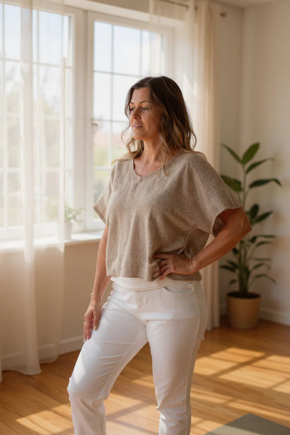 V-Neck Cotton One Size Short Sleeve Top - 606River