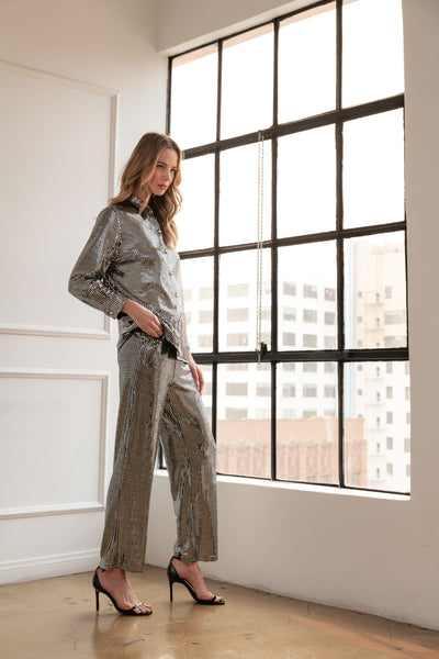 Joh Silver Sequin Holiday Top