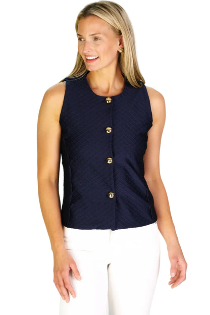 Navy sleeveless Joyce Top - 606River
