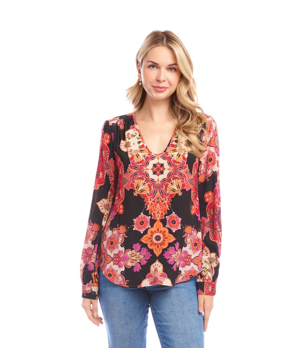 Karen Kane Shirred Blouse