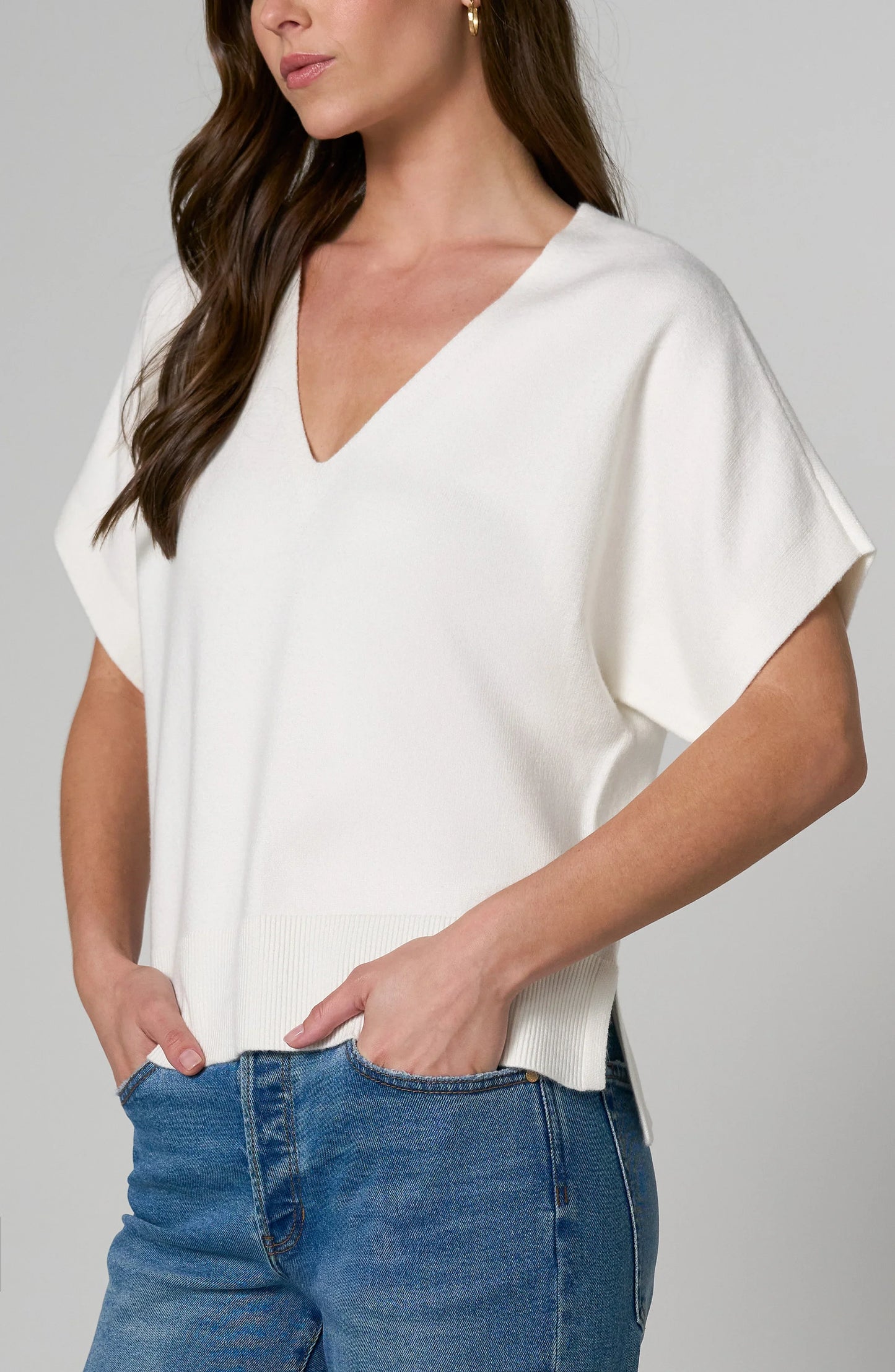 Liverpool Short Sleeve V-Neck Soft Sweater