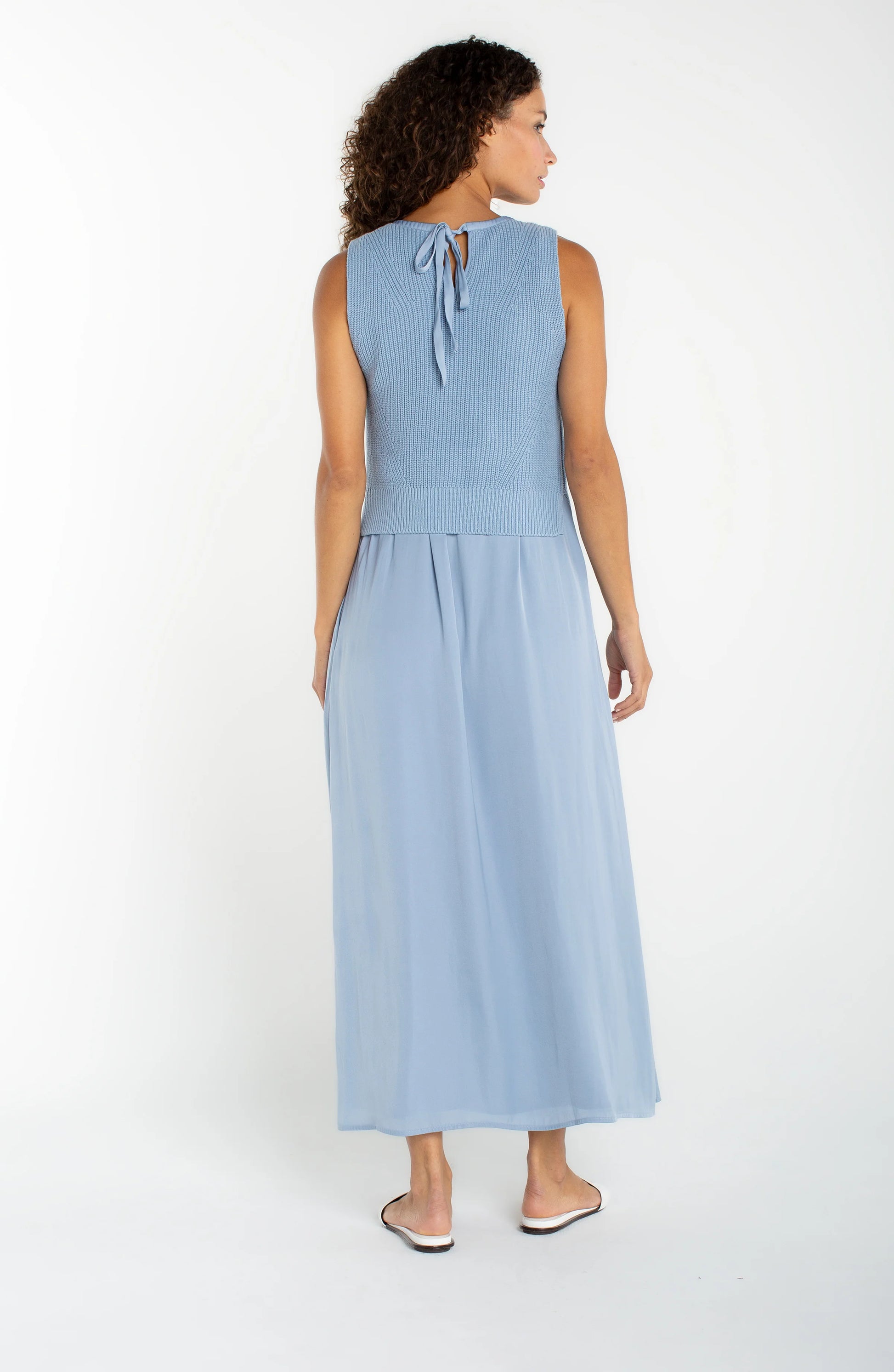 Blue Sleeveless A-Line Midi Dress - 606River