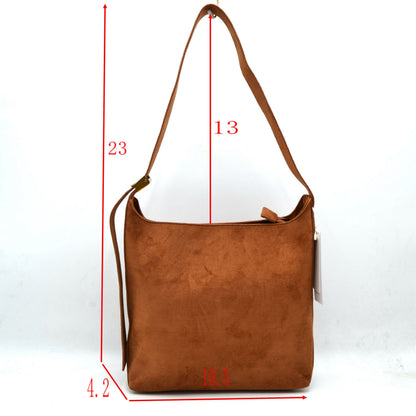 Taupe Faux Suede Shoulder Bag 0146 - 606River