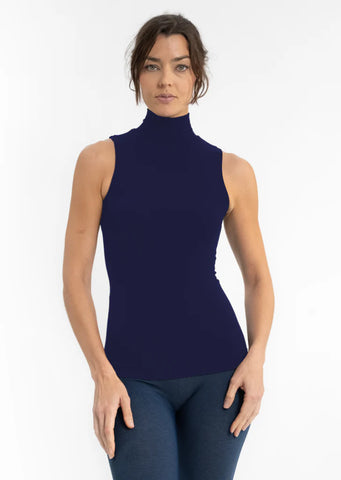 Eliantian Black Mock Sleeveless Layering Top