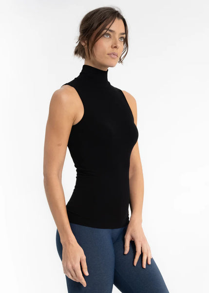 Eliantian Black Mock Sleeveless Layering Top