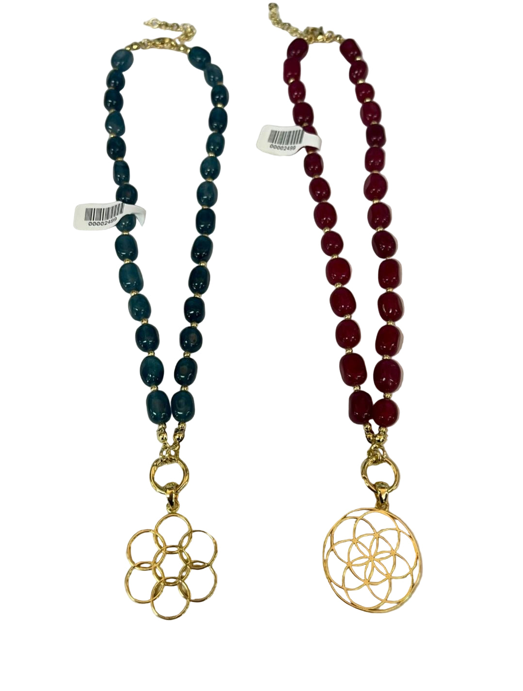 Beaded Necklace with Gold-Toned Pendant