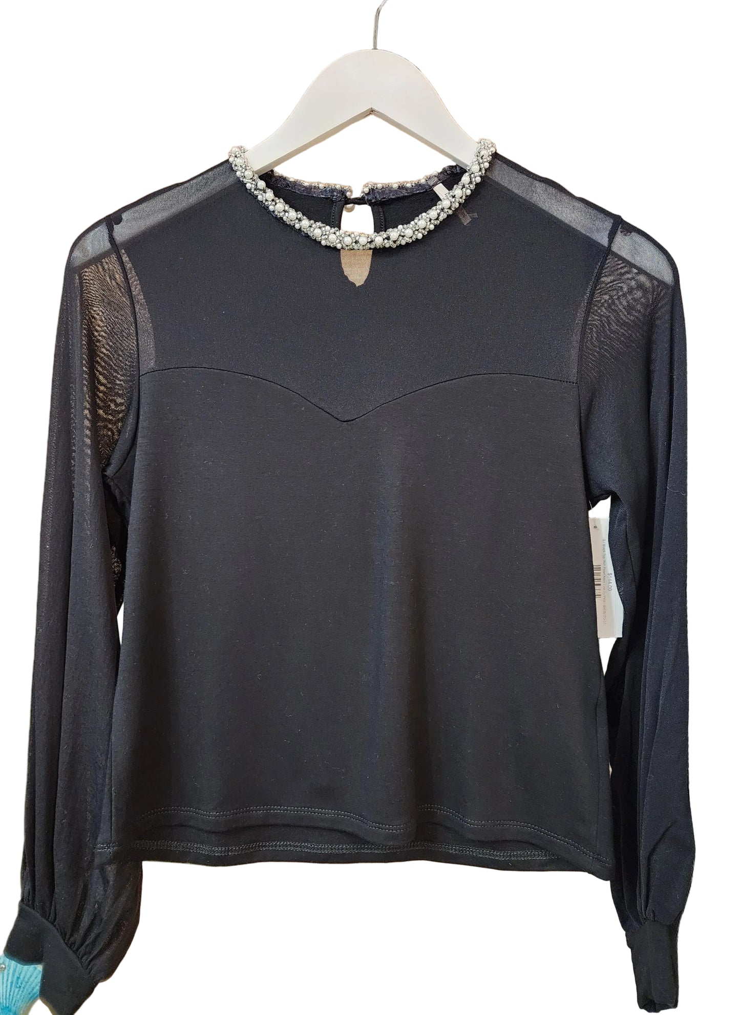 Black Top With Pearl Neck Line by Pete