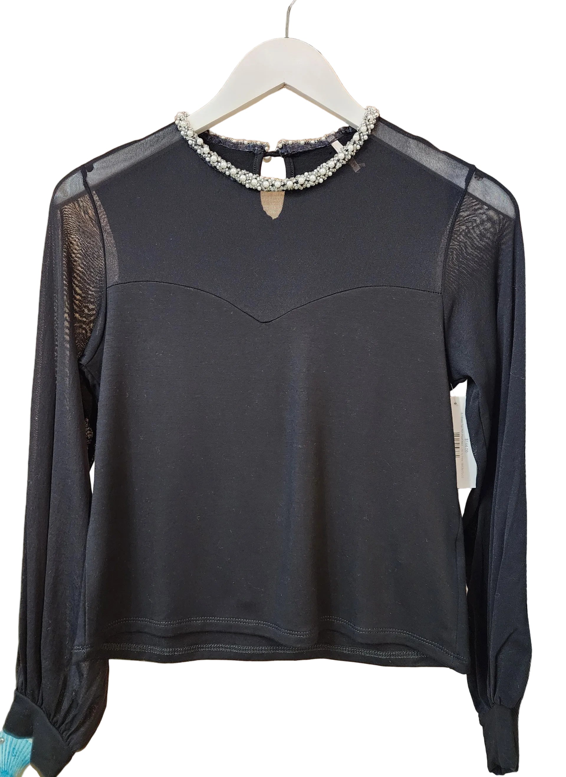 Black Top With Pearl Neck Line by Pete