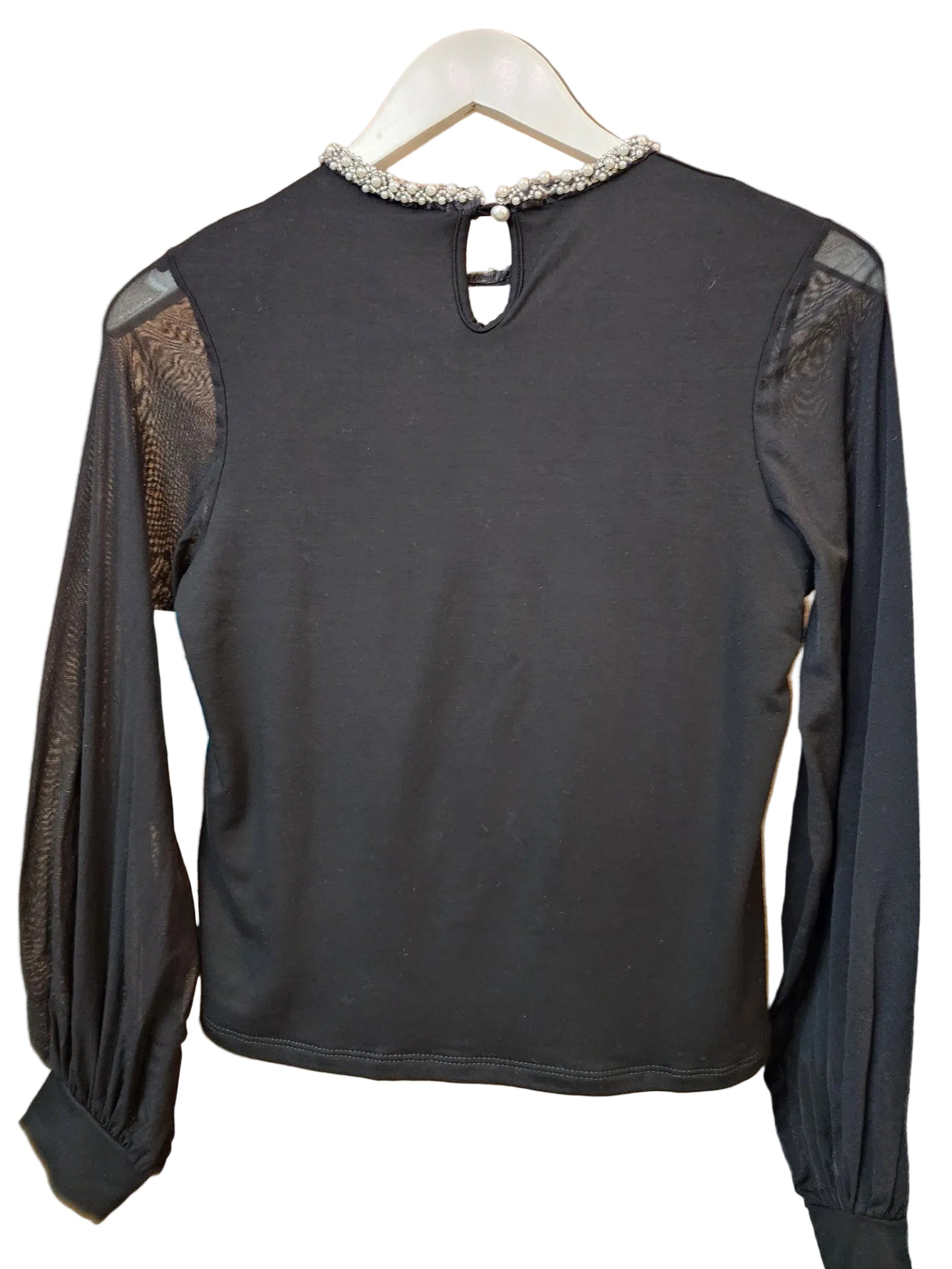 Black Top With Pearl Neck Line by Pete