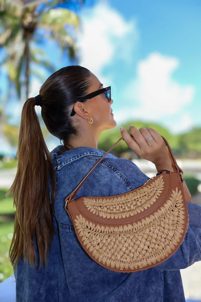 Natural Crochet Straw Weeve Shoulder Bag - 606River