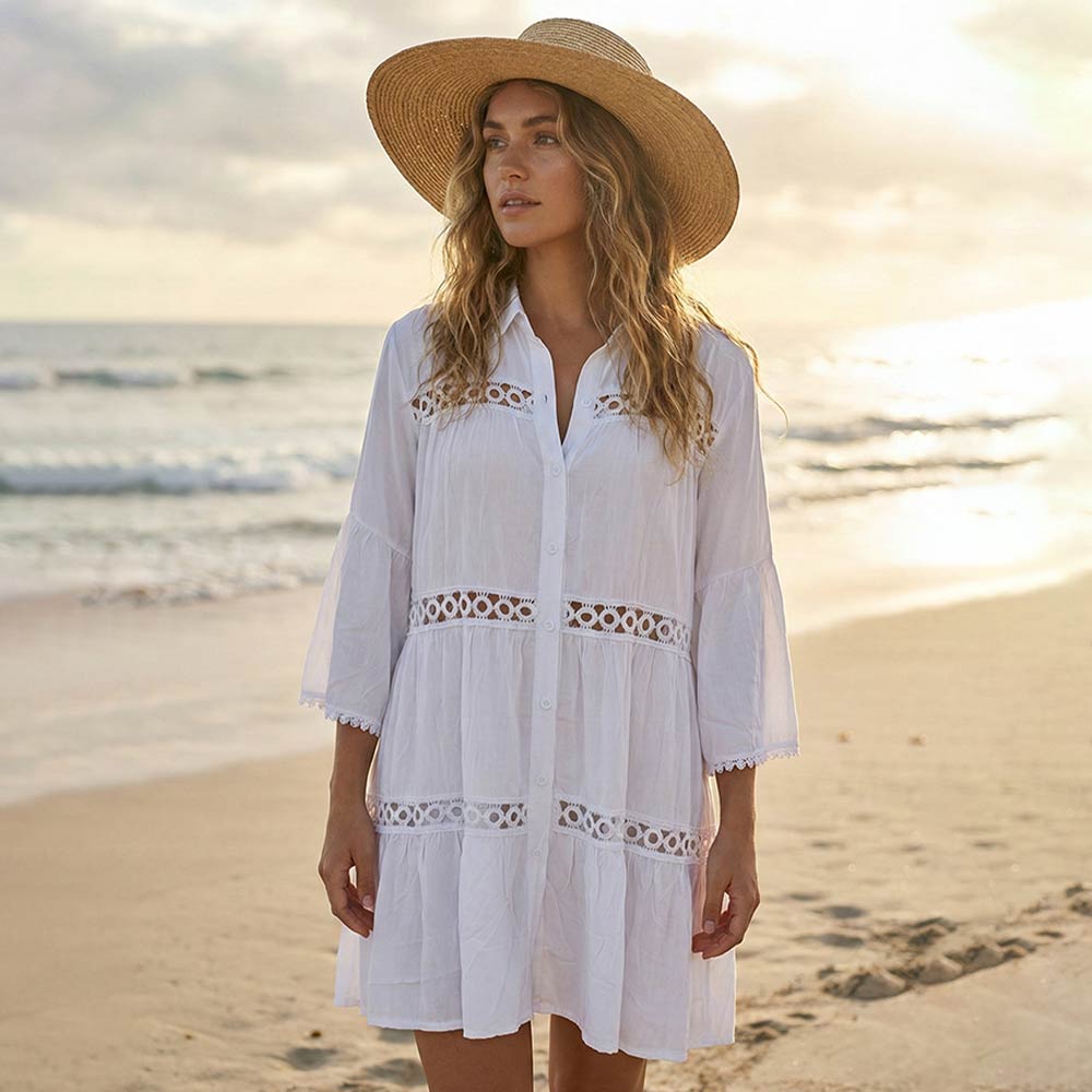 One Size Button Up Beach Cover Up - 606River