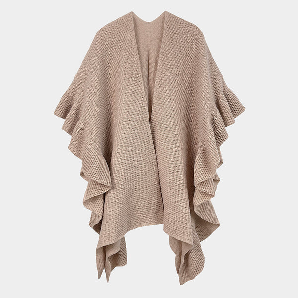 One Size Ruffle Trim Poncho Wrap