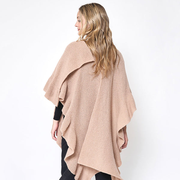 One Size Ruffle Trim Poncho Wrap