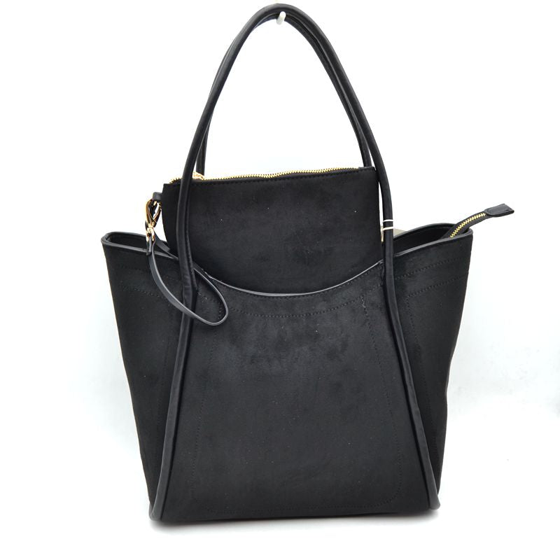 Black Vegan Ultra Suede Shoulder Bag