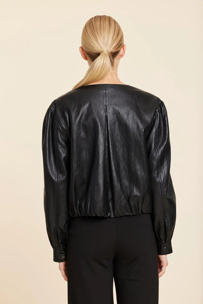Faux Leather Black Crop Jacket