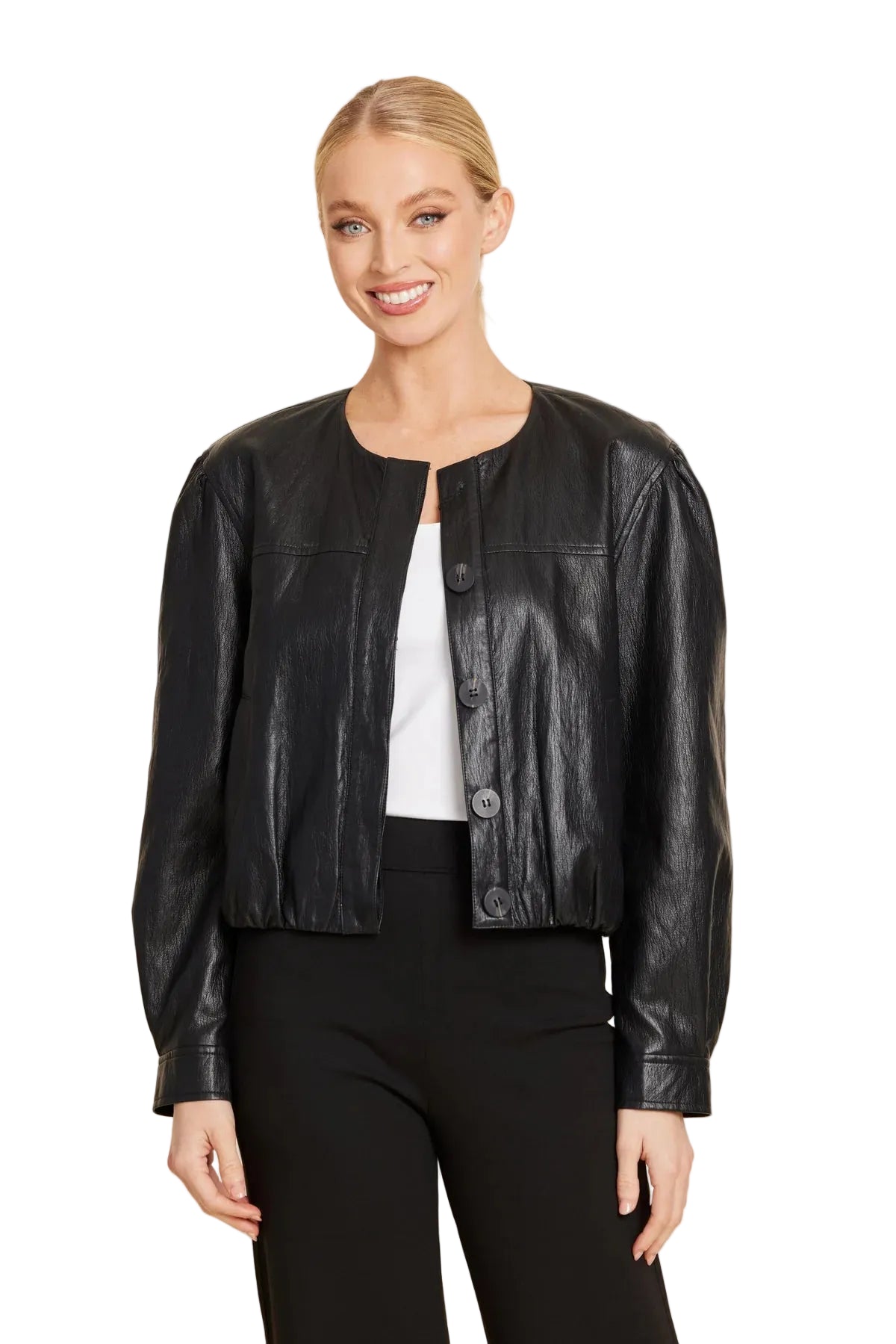 Faux Leather Black Crop Jacket