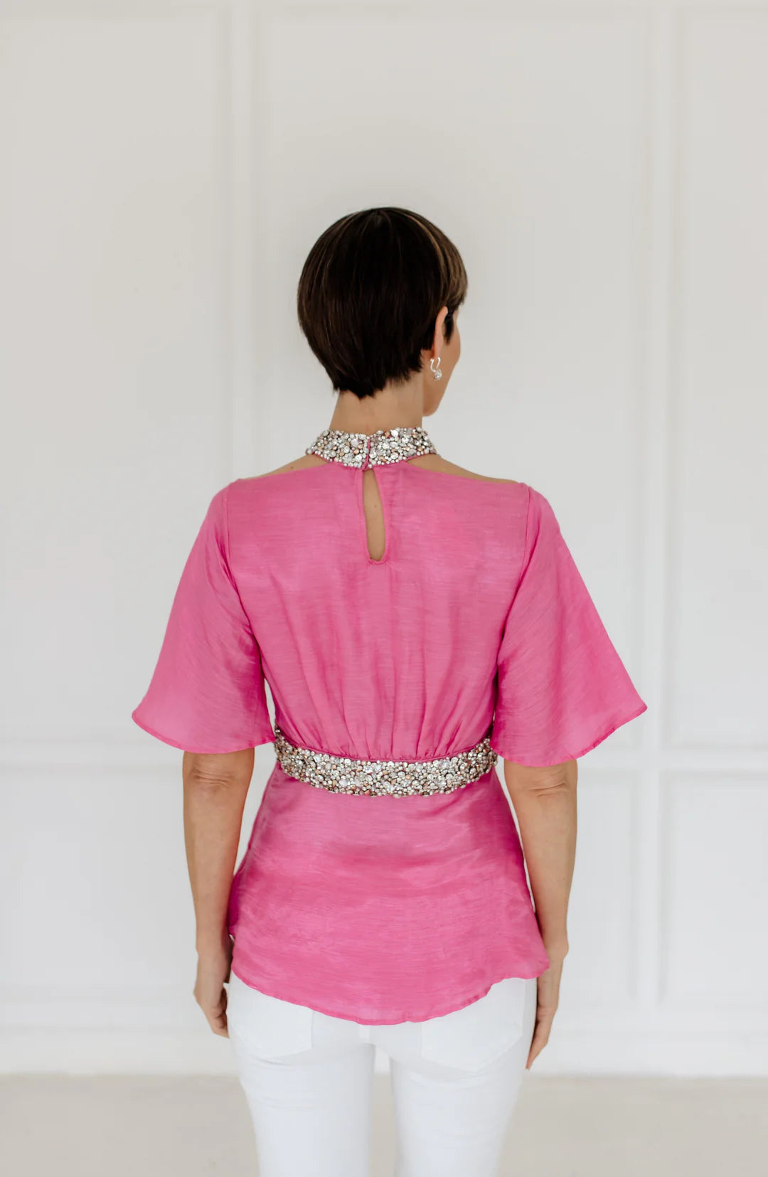 Louise Lynette Pink Beaded Top
