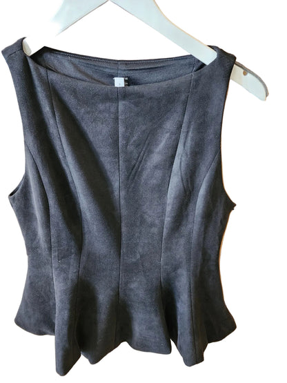 Sleeveless Suede Flare Top