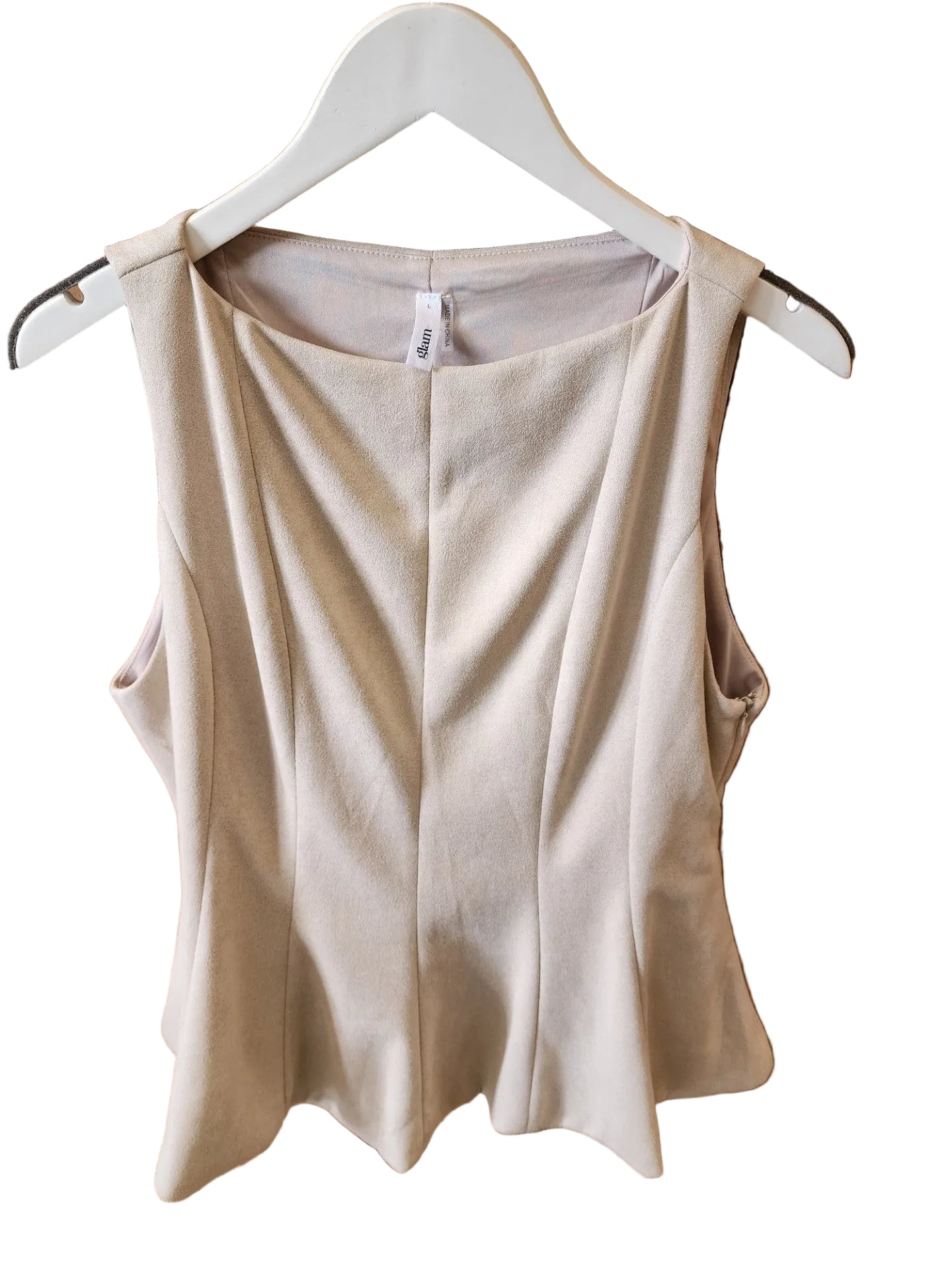 Sleeveless Suede Flare Top