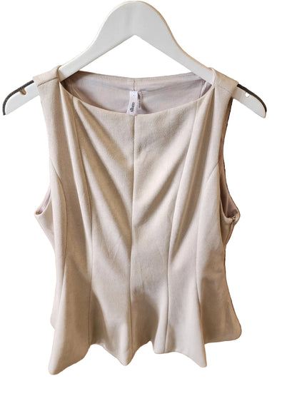 Sleeveless Suede Flare Top
