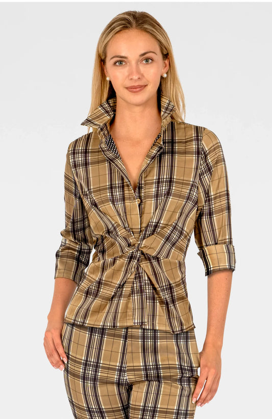 Gretchen Scott Belravia Plaid Twist & Shout Top