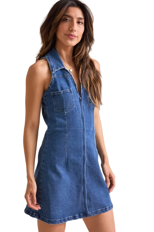 Tractr Sleeveless Collared Dress