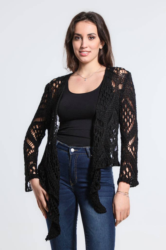 Kandra Open Knit Tie Front Bolero (CLS303) - 606River