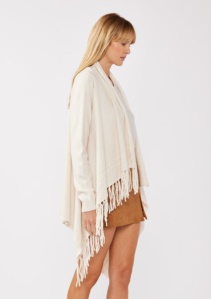 Fringe Cowl Neck Cardigan