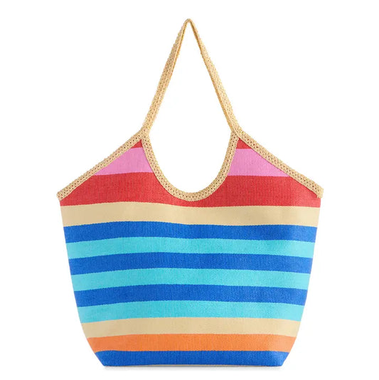 01-02-150 Multi Stripe Beach Tote Bag