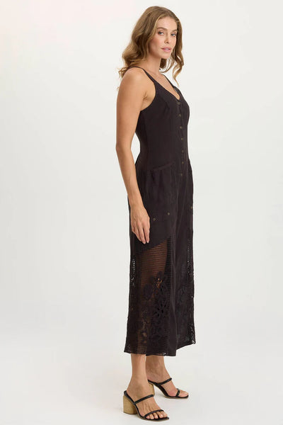 Nairi Linen/Crochet Mesh Contrast Jumpsuit by XCVI
