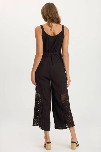 Nairi Linen/Crochet Mesh Contrast Jumpsuit by XCVI
