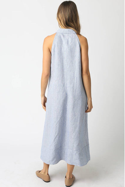 Mylee Sleeveless V-Neck Linen Dress - 606River