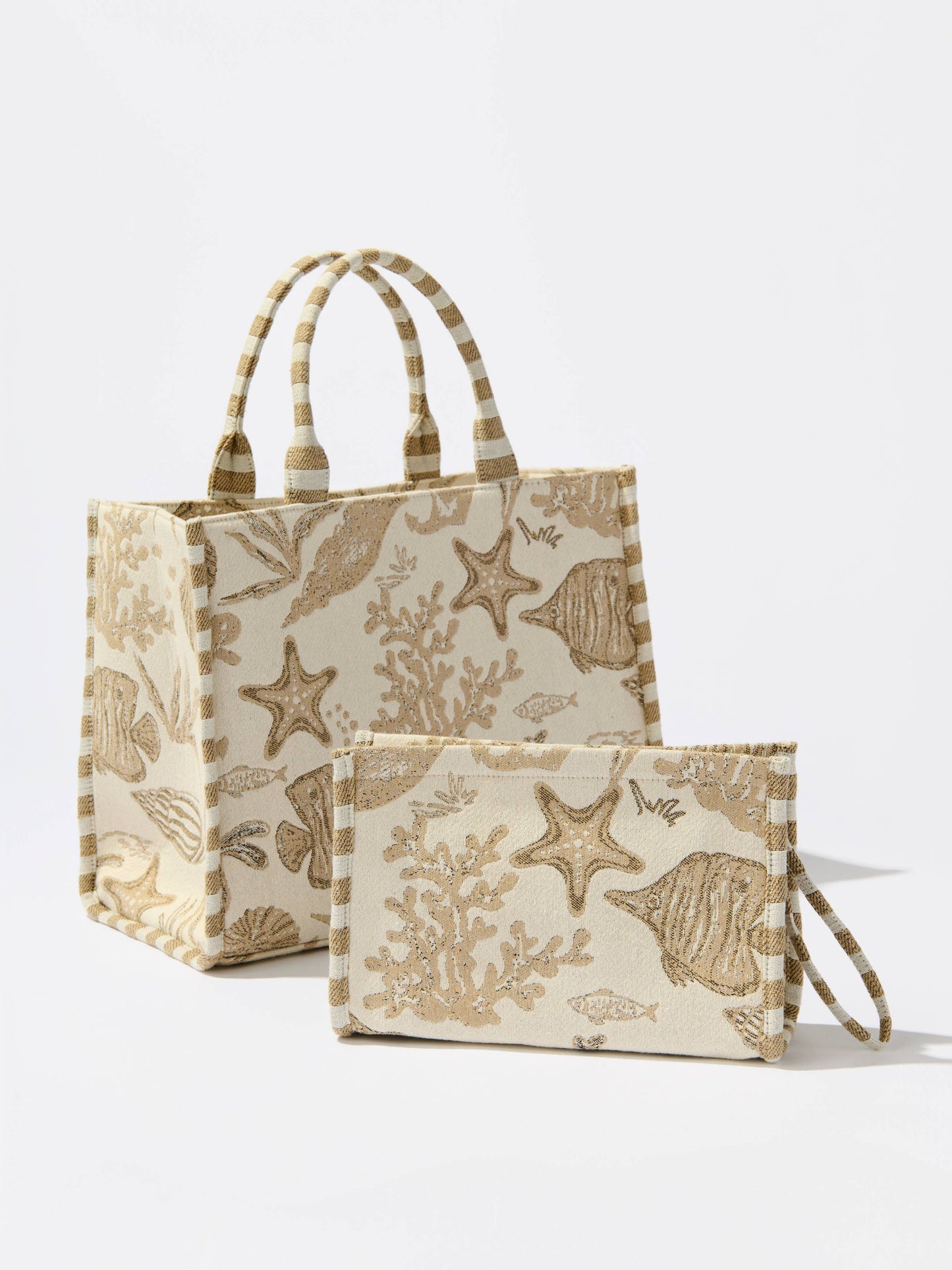 COASTAL JACQUARD TOTE,BEIGE - 606River