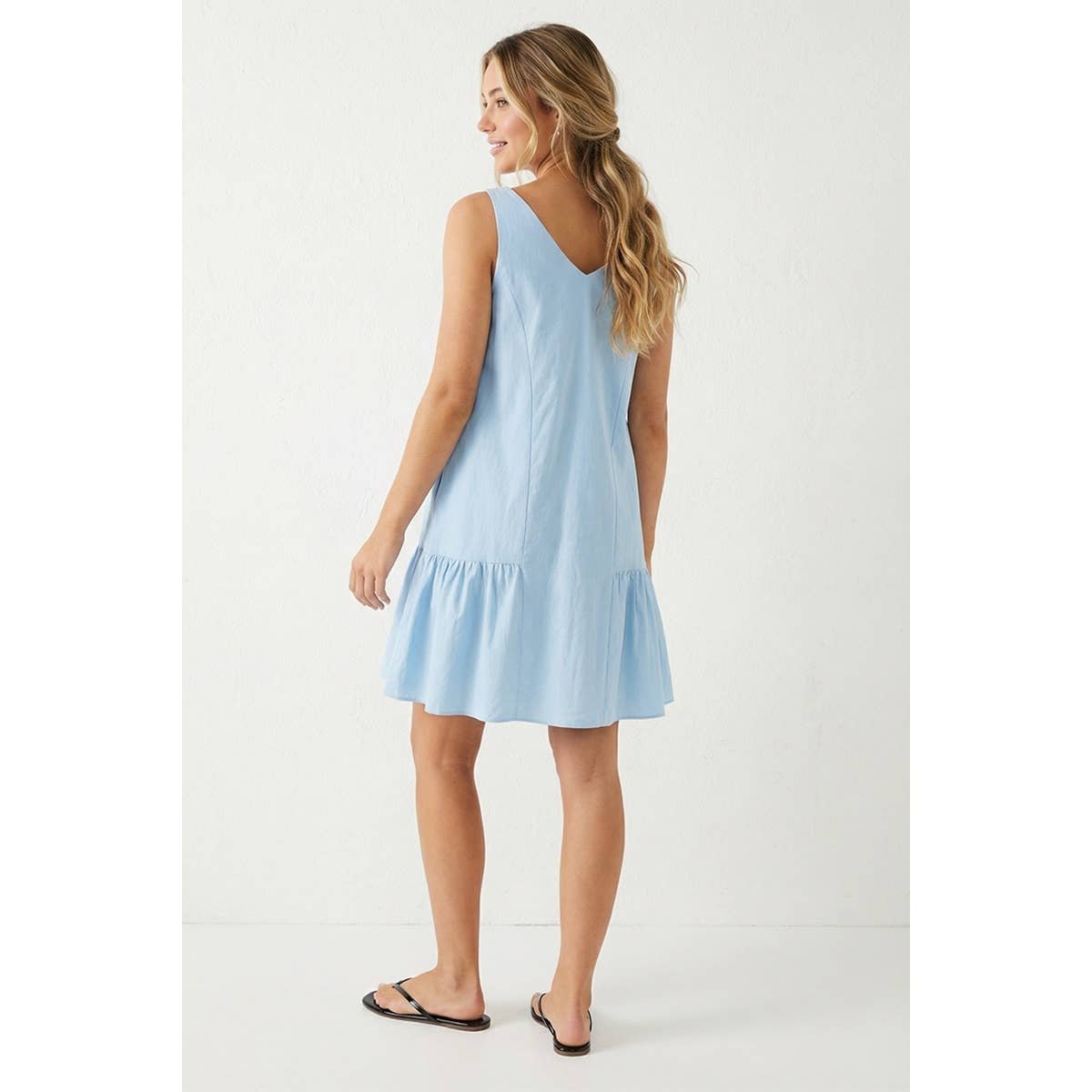 Button Detail Ruffle Mini Dress - 606River