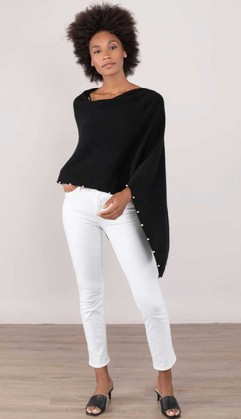 Cashmere Topper With Pearl Trim by Claudia Nicole Cashmere