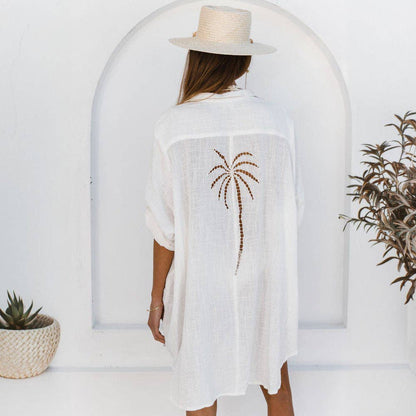 Simple Solid Color Swimsuit Beach Coverup Blouse DP26I434 - 606River