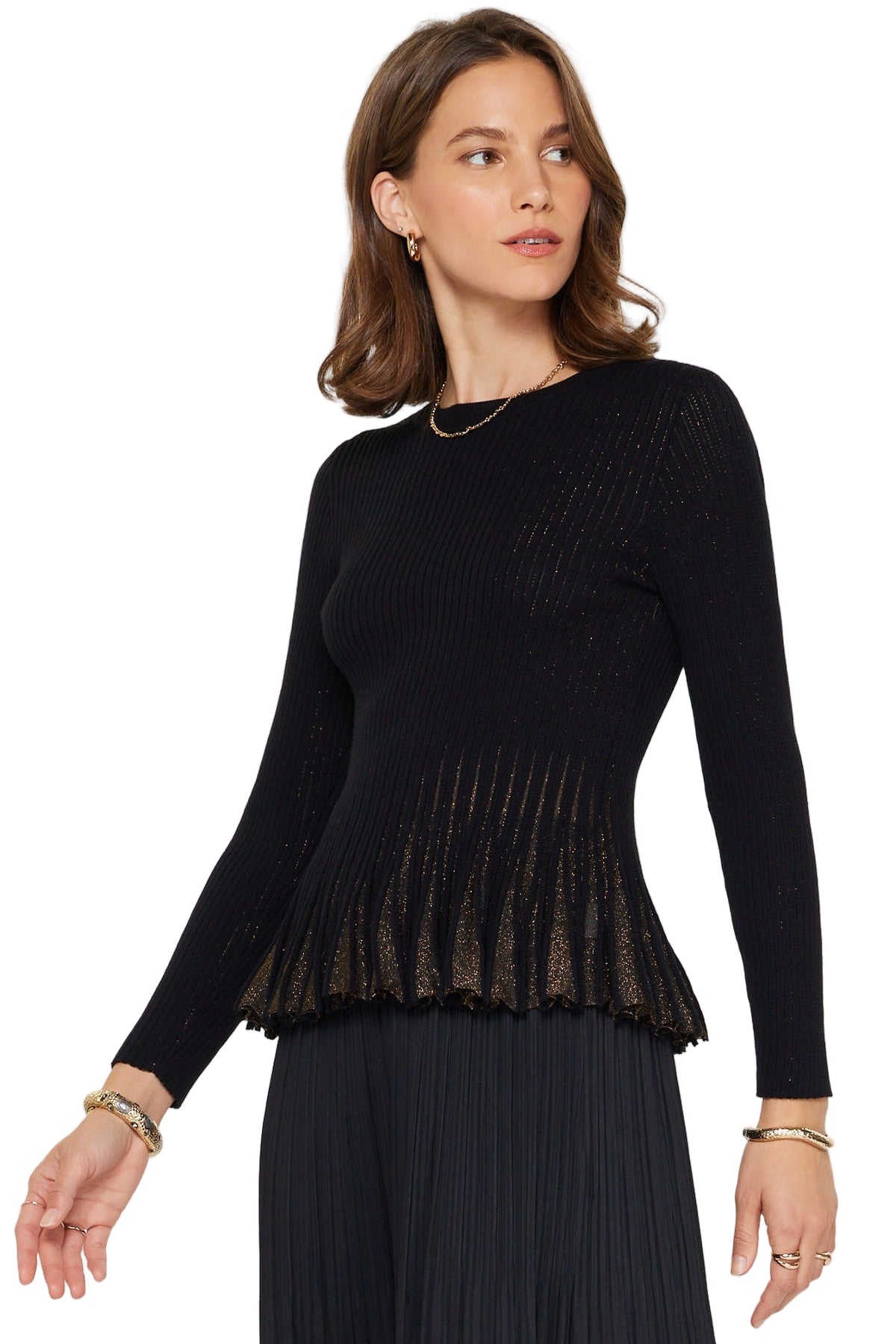 Current Air Pull Over Metallic Knit Sweater Top - 606River