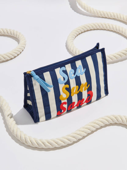 "SEA SUN SAND" ZIP POUCH,NAVY - 606River