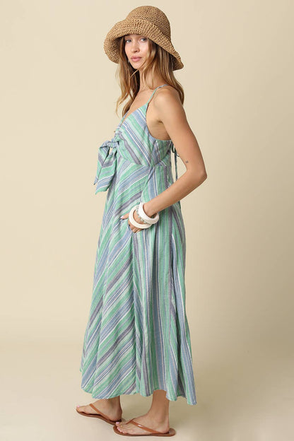 Hester Stripe Front-Tie Maxi Dress - 606River